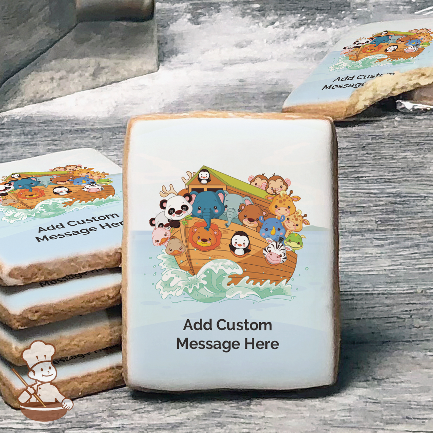 Noah's Ark Animal Cruising Custom Message Cookies (Rectangle)