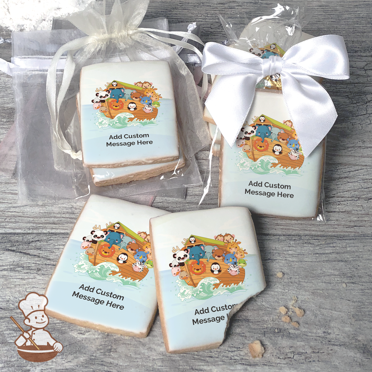 Noah's Ark Animal Cruising Custom Message Cookies (Rectangle)