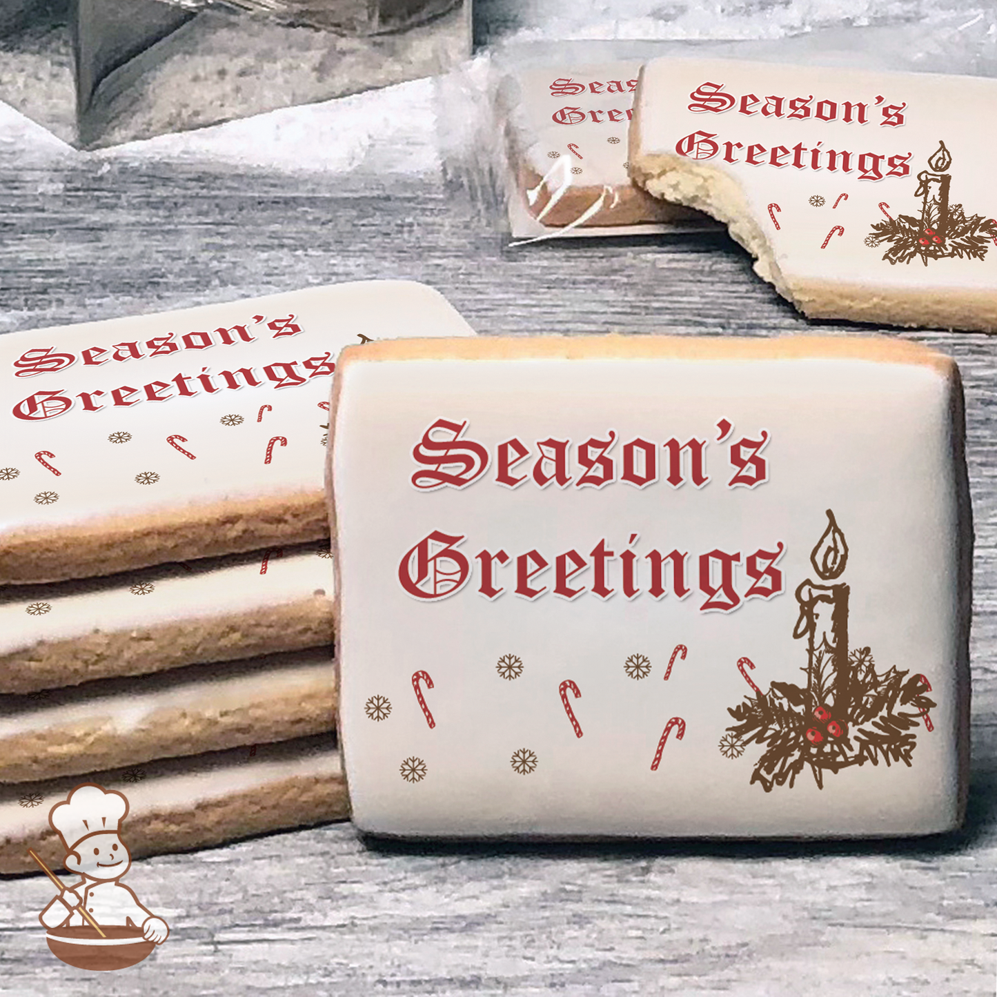 Old Fashion Season's Greetings Cookies (Rectangle)