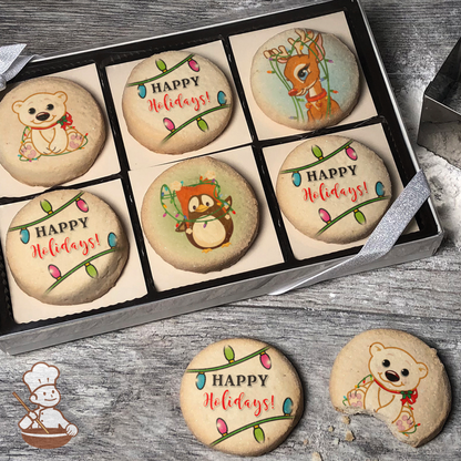 Holiday Brights and Friends Cookie Gift Box (Round Unfrosted)