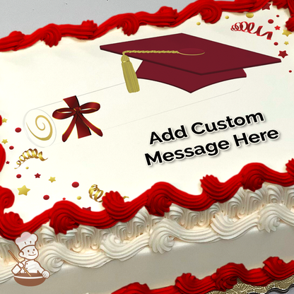 Graduation in Burgundy Photo Cake