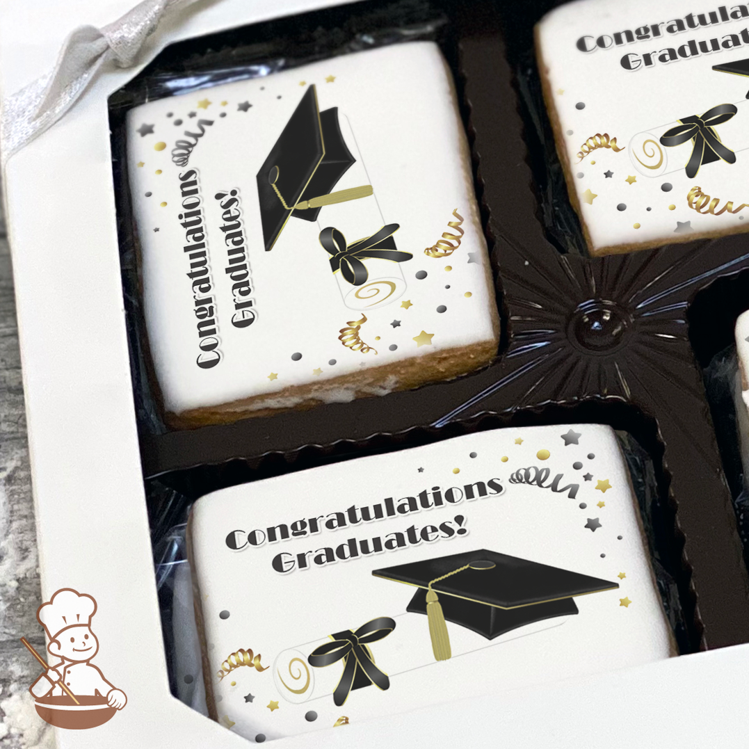 Graduation in Black Cookie Gift Box (Rectangle)