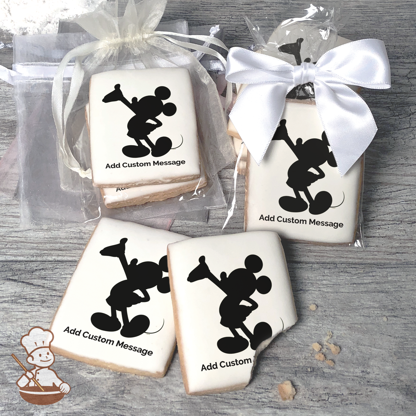 Mickey Silhouette Custom Message Cookies (Rectangle)