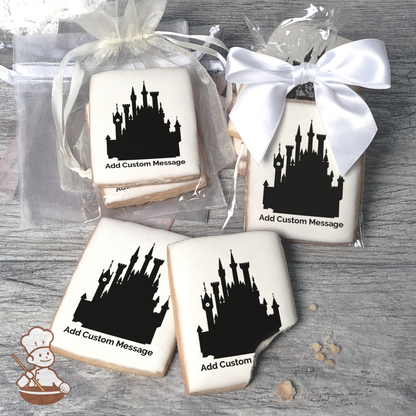 Disney Princess Castle Silhouette Custom Message Cookies (Rectangle)