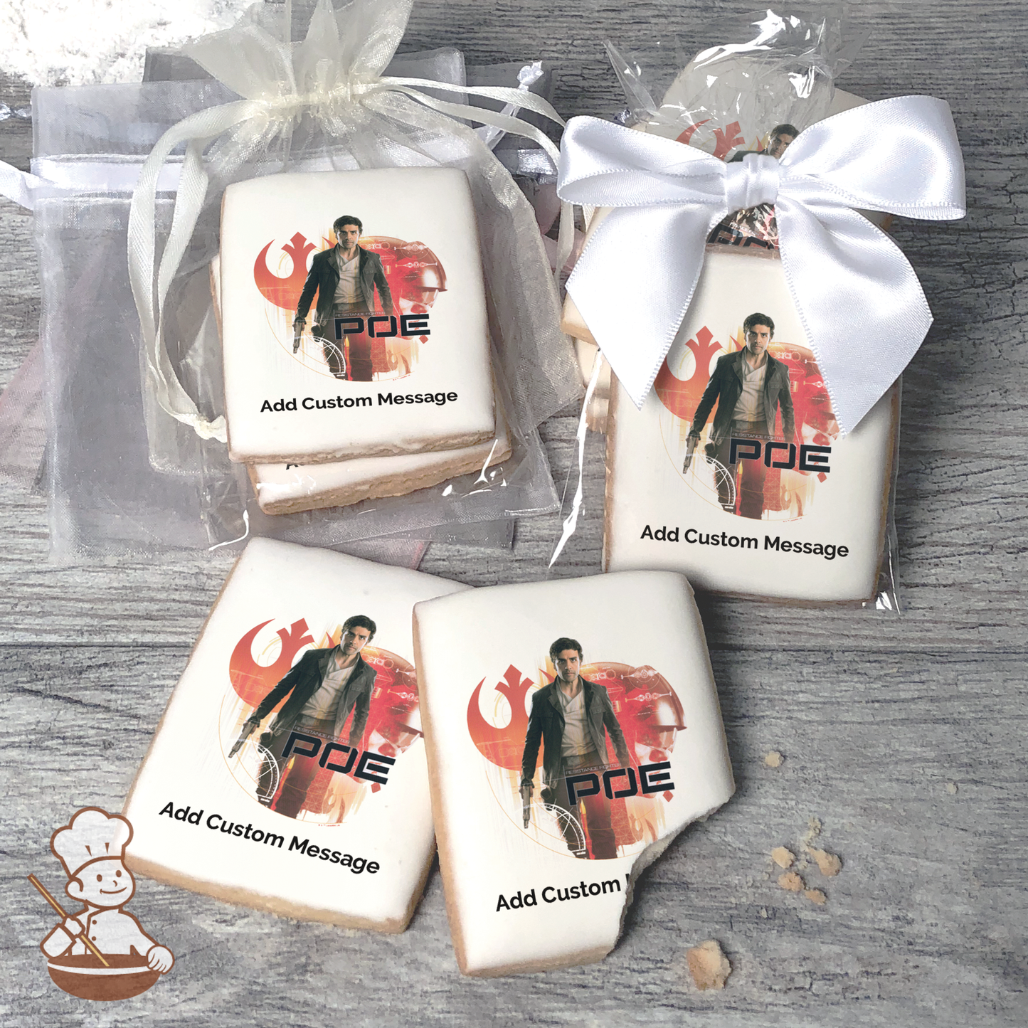 Star Wars The Last Jedi Poe Custom Message Cookies (Rectangle)