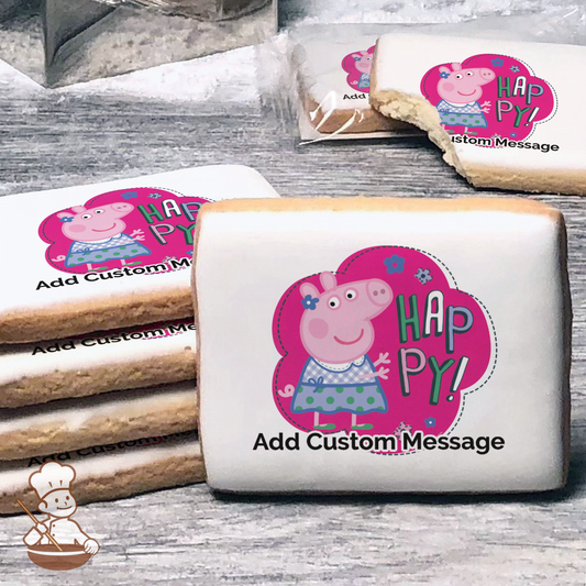 Peppa Pig Happy Custom Message Cookies (Rectangle)