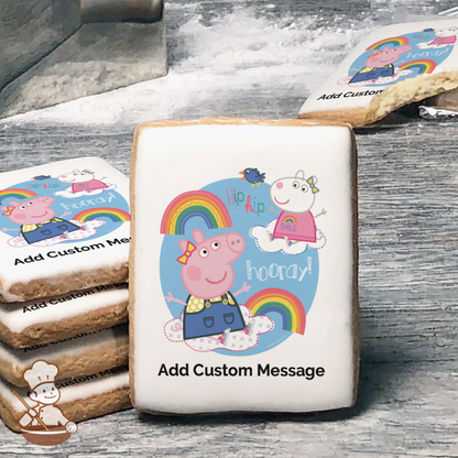 Peppa Pig Hip Hip Hooray Custom Message Cookies (Rectangle)