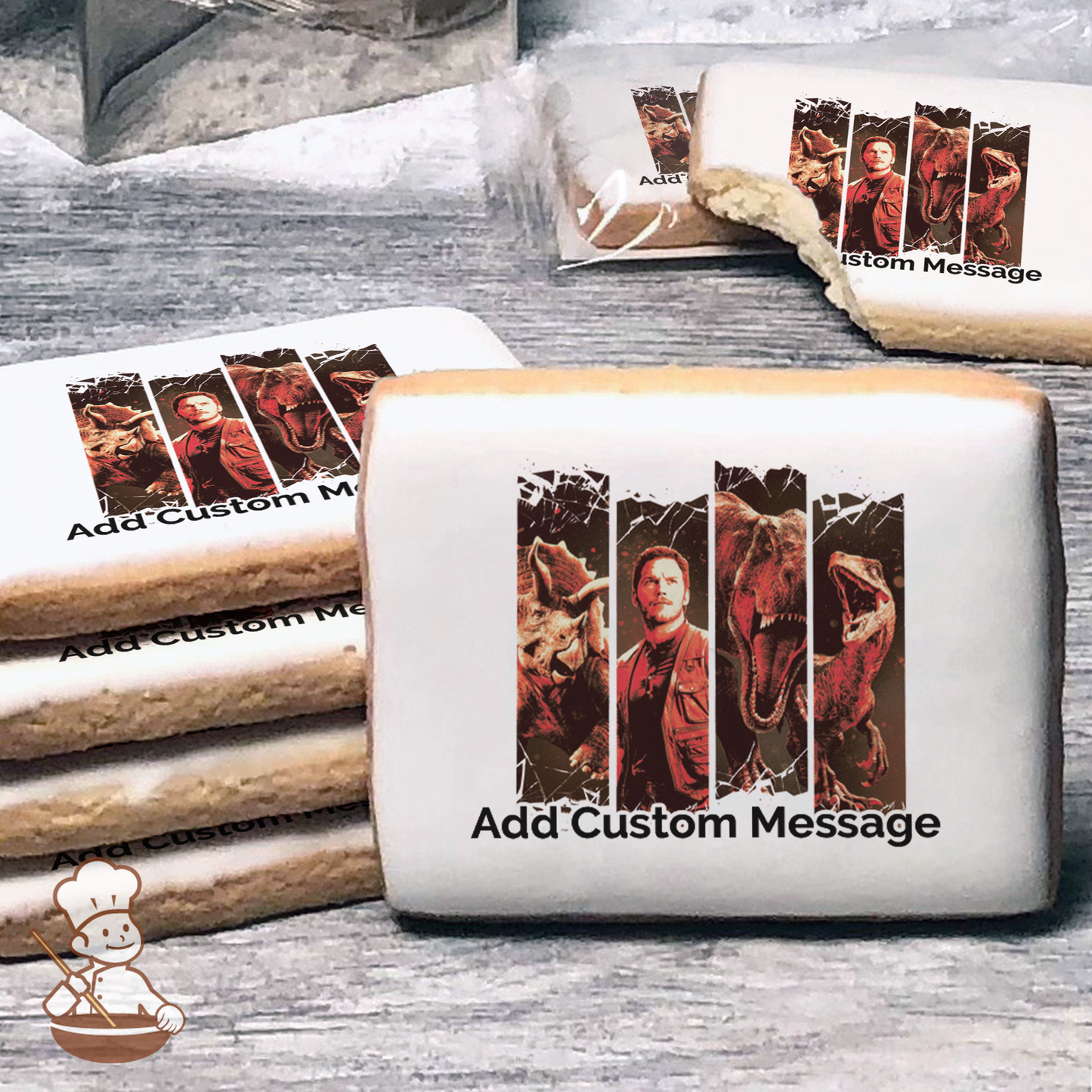 Jurassic World Fallen Kingdom Relocate Custom Message Cookies (Rectangle)