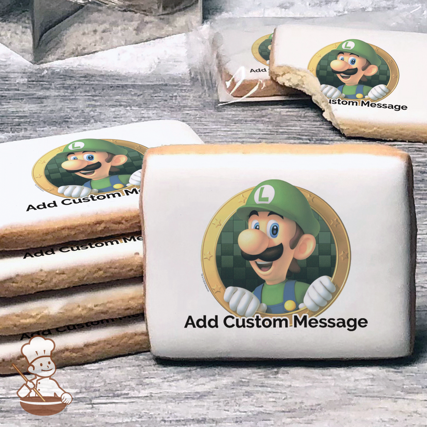 Super Mario Luigi Okie Dokie Custom Message Cookies (Rectangle)