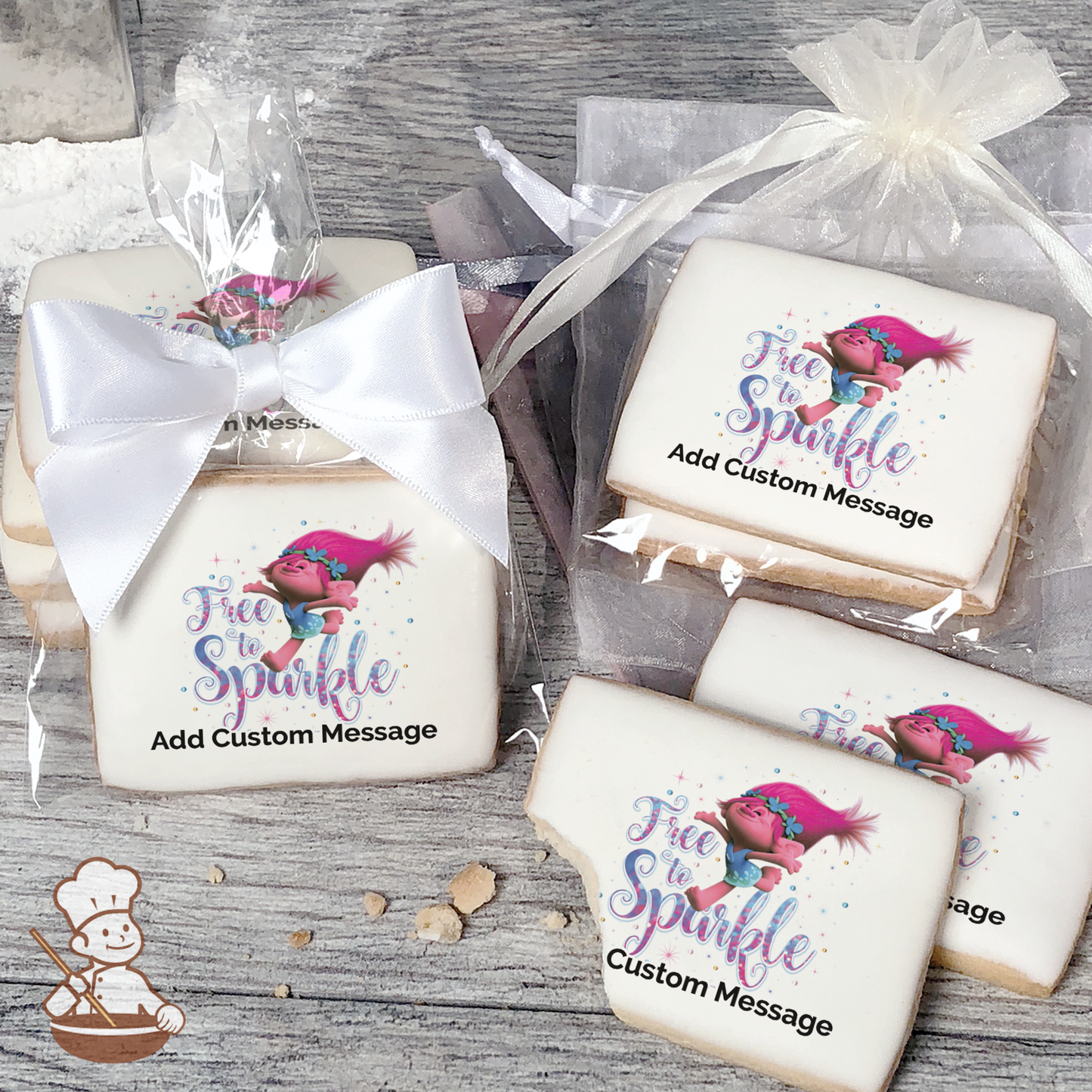 Trolls Free To Sparkle Custom Message Cookies (Rectangle)