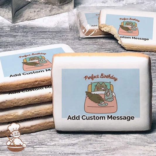 Pusheen Perfect Birthday Custom Message Cookies (Rectangle)