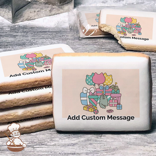 Pusheen Happy Purrthday Custom Message Cookies (Rectangle)