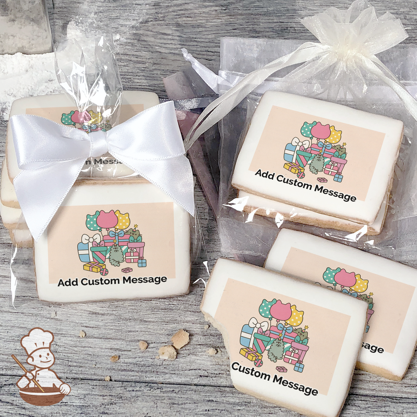 Pusheen Happy Purrthday Custom Message Cookies (Rectangle)