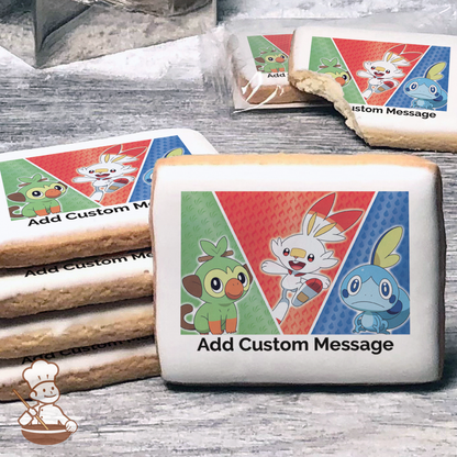 Pokemon Grass, Fire & Water Custom Message Cookies (Rectangle)