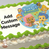 Bubble Guppies characters Molly, Gil, and their friends, with a playful underwater theme, printed on a sheet cake.