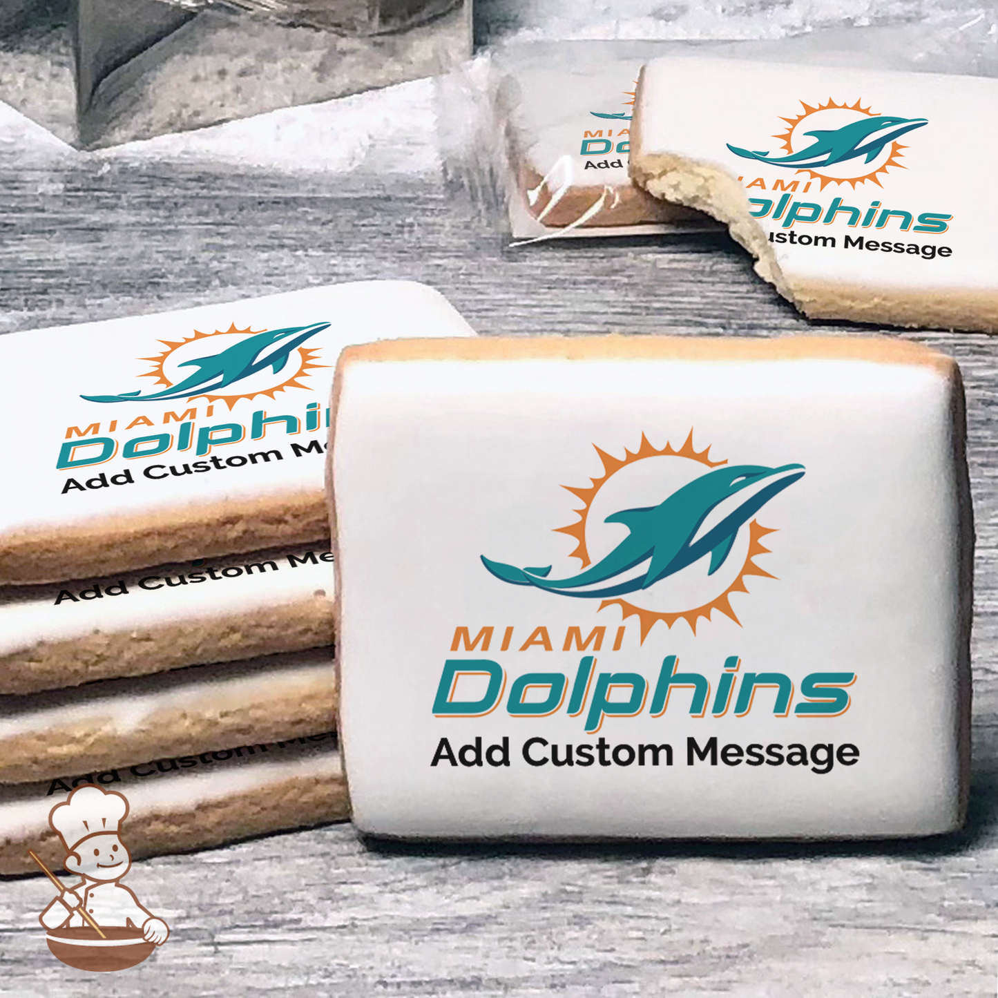 NFl Miami Dolphins Custom Message Cookies (Rectangle)