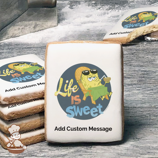 SpongeBob SquarePants Life is Sweet Custom Message Cookies (Rectangle)