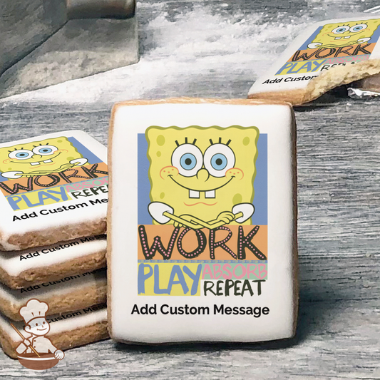 SpongeBob SquarePants Work and Play Custom Message Cookies (Rectangle)