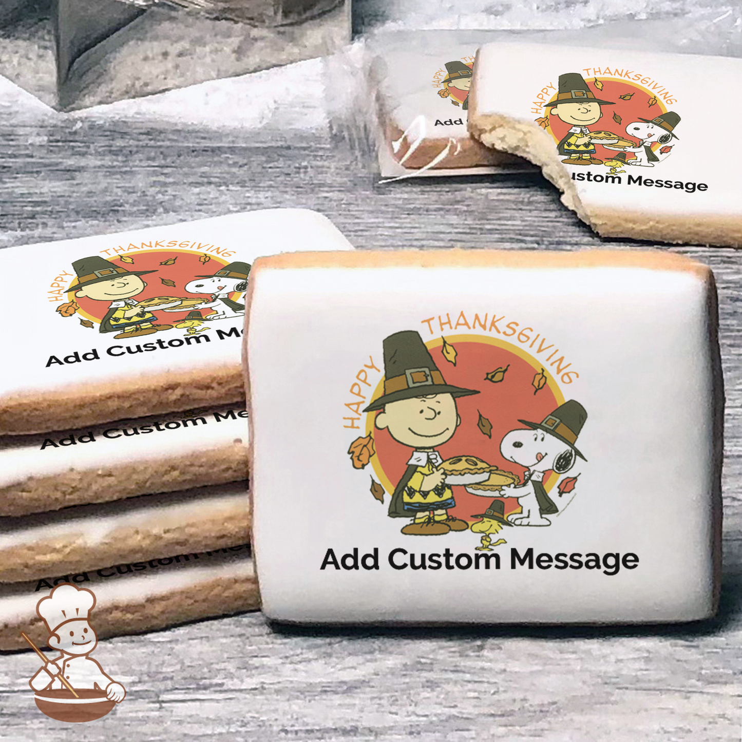 Peanuts Happy Thanksgiving Custom Message Cookies (Rectangle)