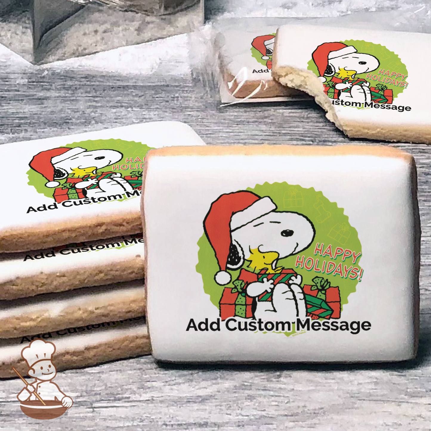 Peanuts Happy Holidays Custom Message Cookies (Rectangle)