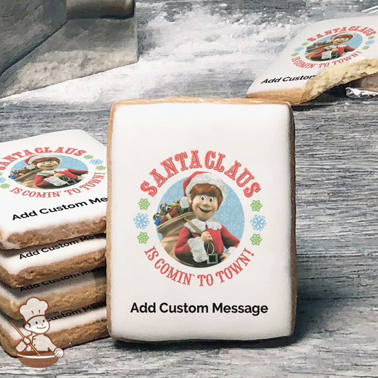 Santa Claus is Comin to Town Custom Message Cookies (Rectangle)