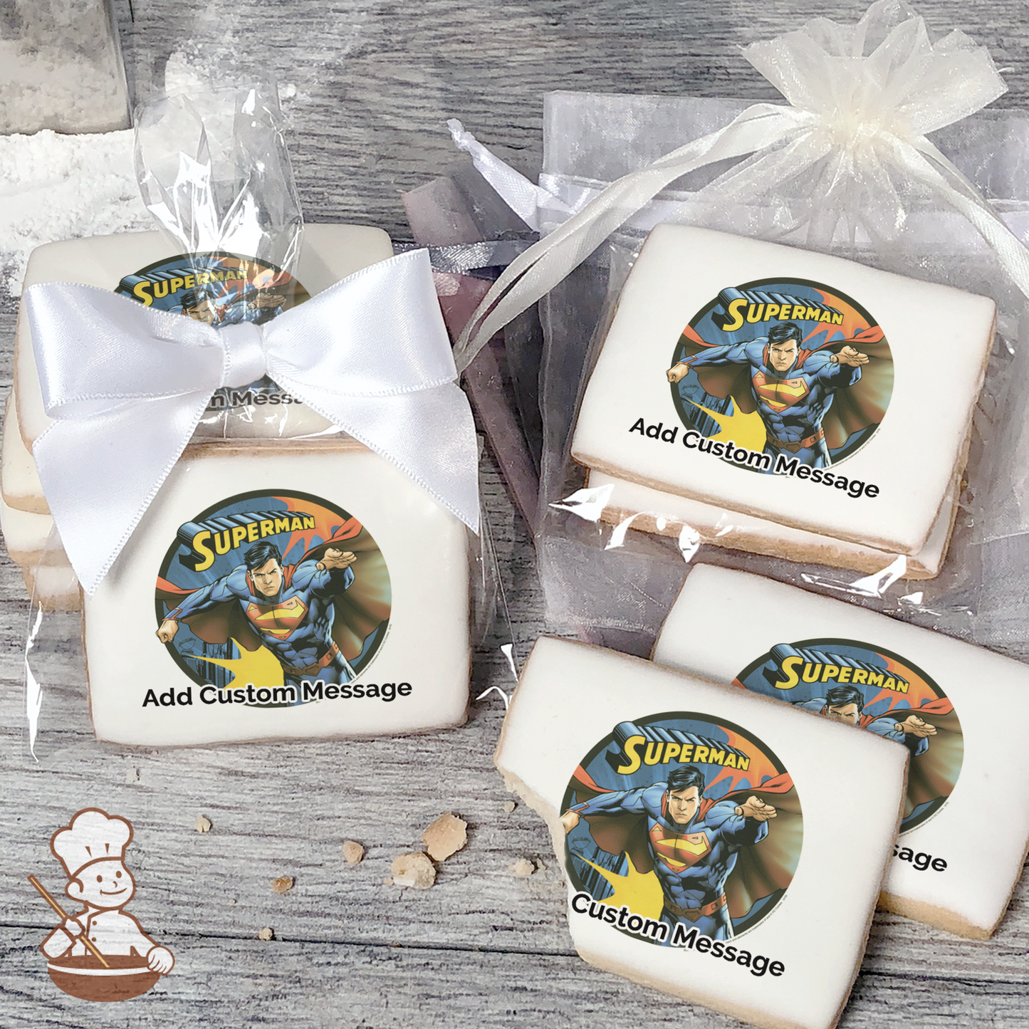 Superman Up Up and Away Custom Message Cookies (Rectangle)