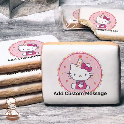 Hello Kitty Party Hat Custom Message Cookies (Rectangle)