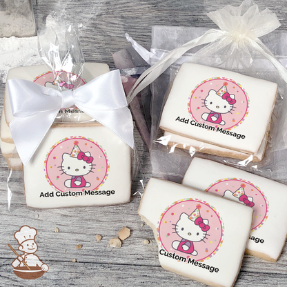 Hello Kitty Party Hat Custom Message Cookies (Rectangle)