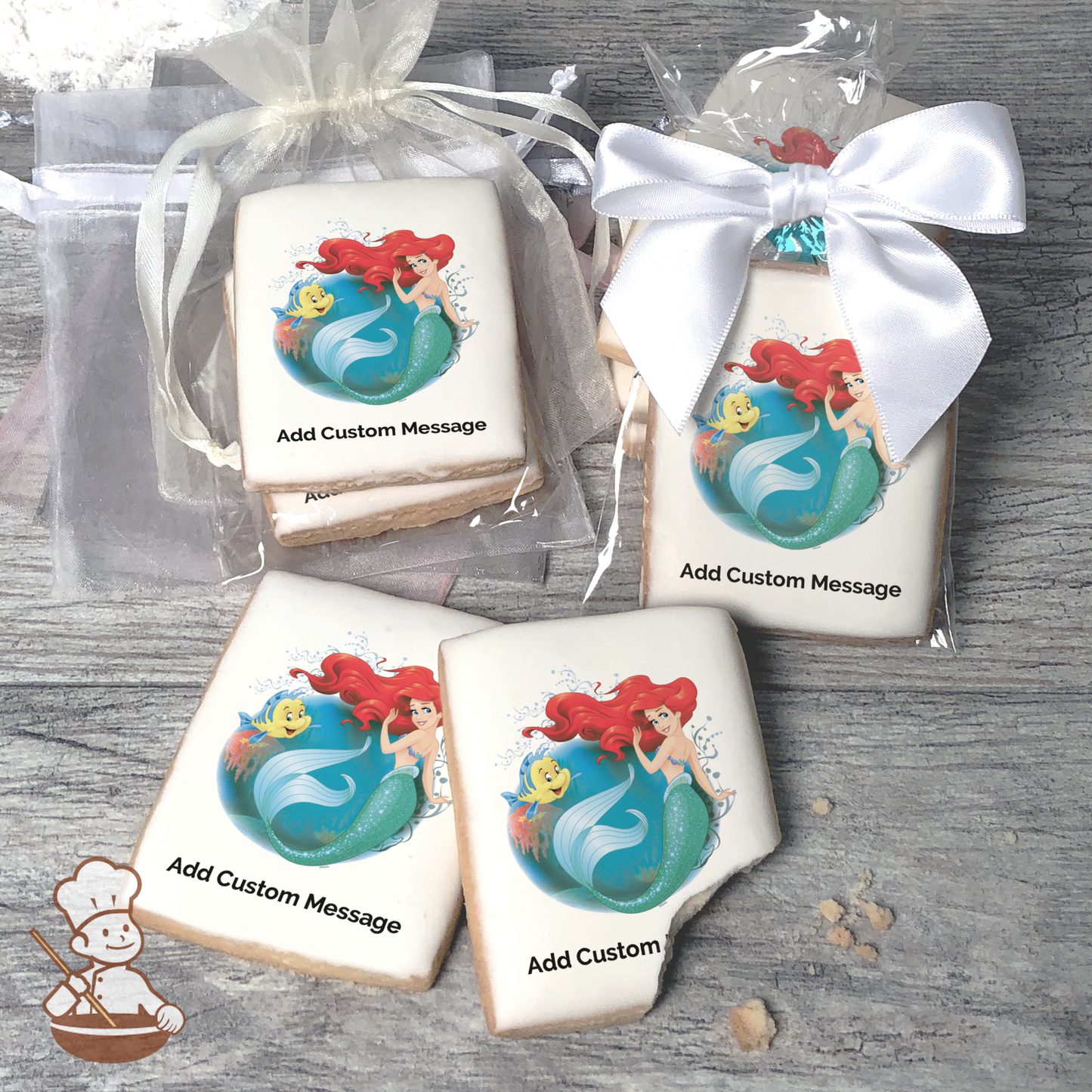 Disney Princess Little Mermaid Make a Splash Custom Message Cookies (Rectangle)