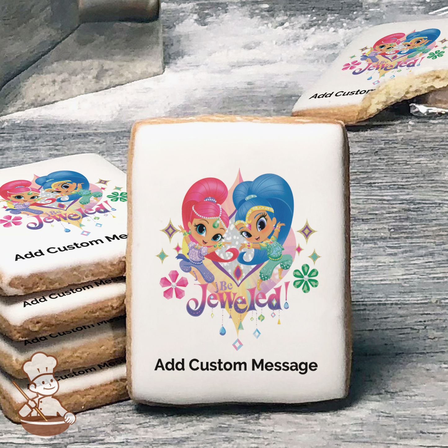 Shimmer and Shine Be Jeweled Custom Message Cookies (Rectangle)