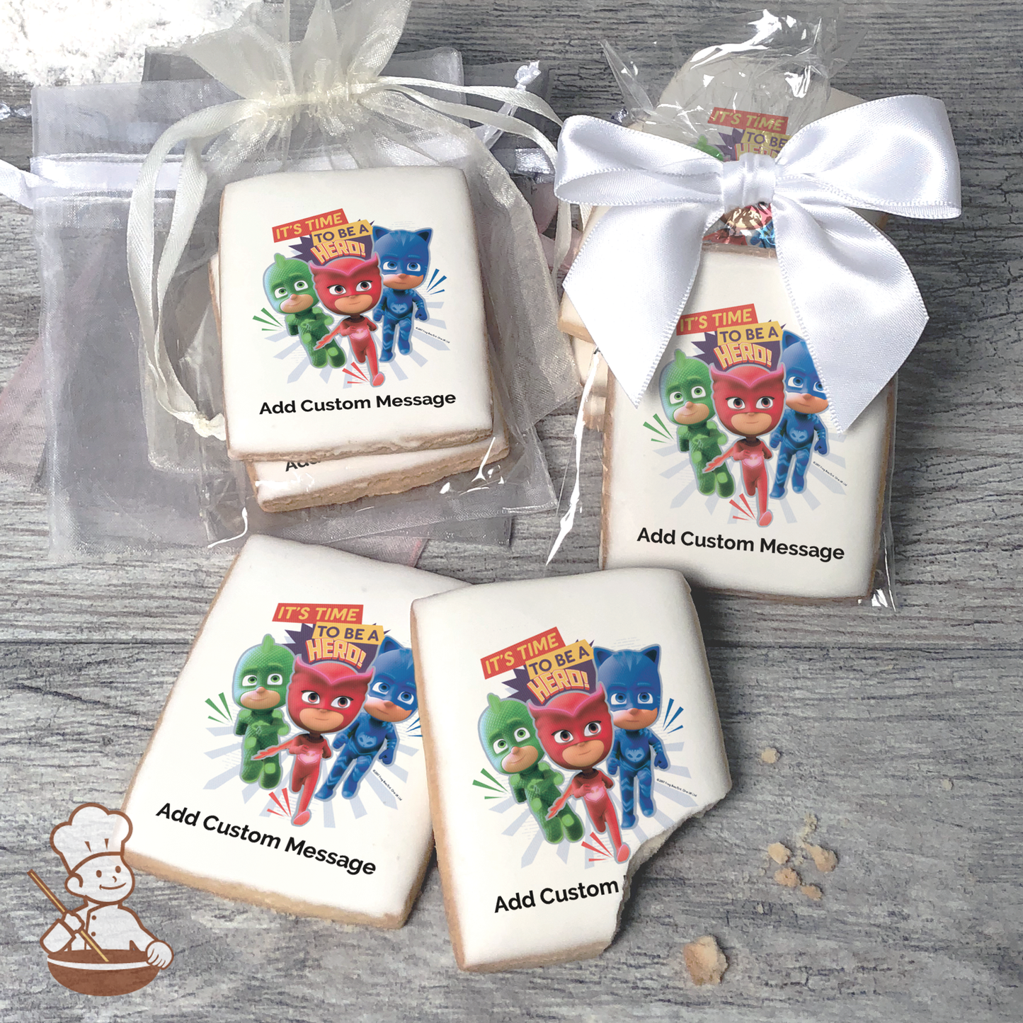 PJ Masks Its Time to be a Hero Custom Message Cookies (Rectangle)