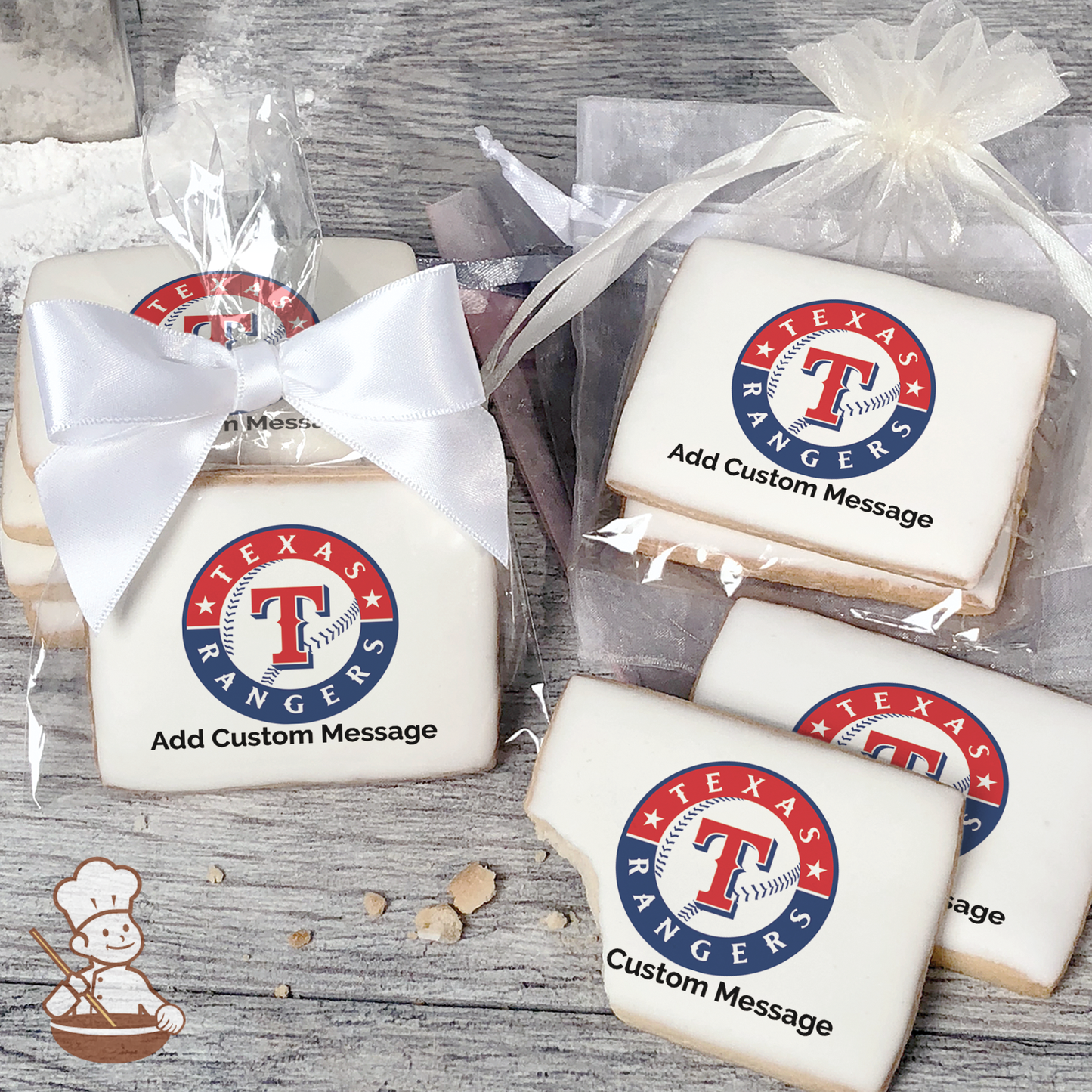 MLB Texas Rangers Custom Message Cookies (Rectangle)