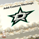 Dallas Stars hockey team logo with a stylized 'D' and a star, on a sheet cake.