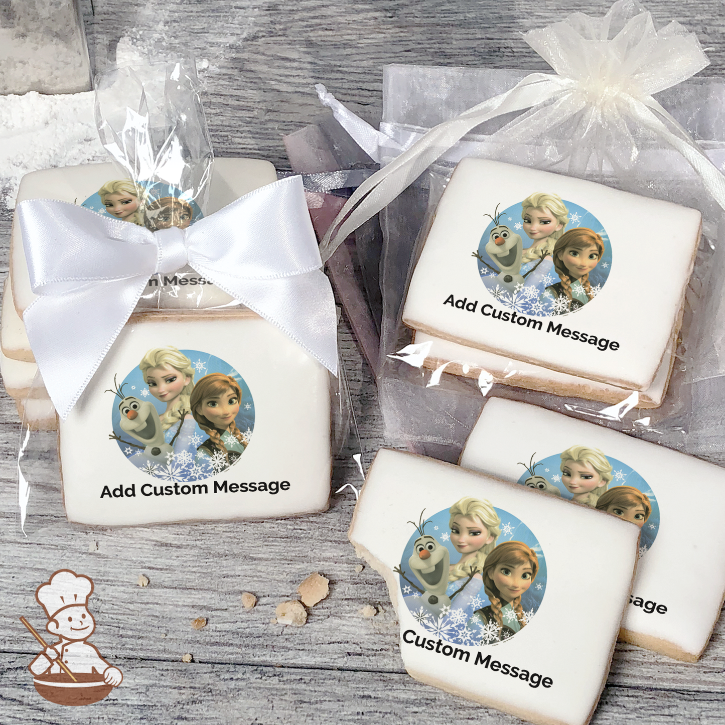 Frozen Olaf Elsa and Anna Custom Message Cookies (Rectangle)