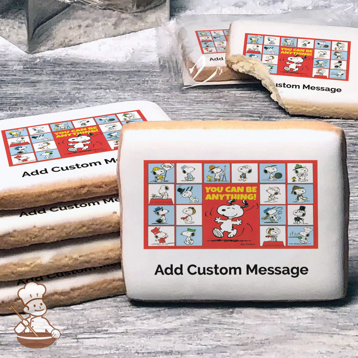 Peanuts You Can Be Anything Custom Message Cookies (Rectangle)