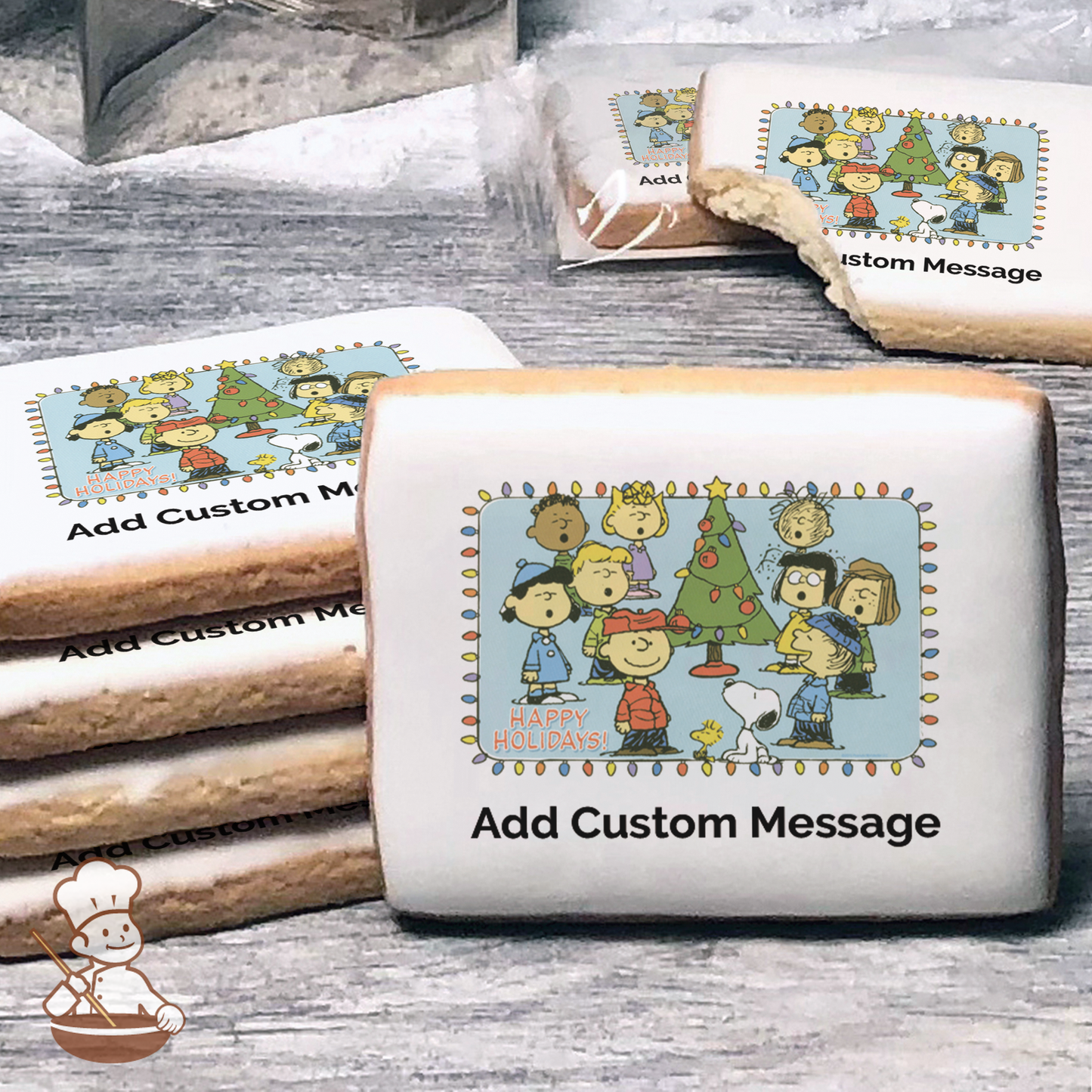 Peanuts Peanuts Gang Christmas Custom Message Cookies (Rectangle)