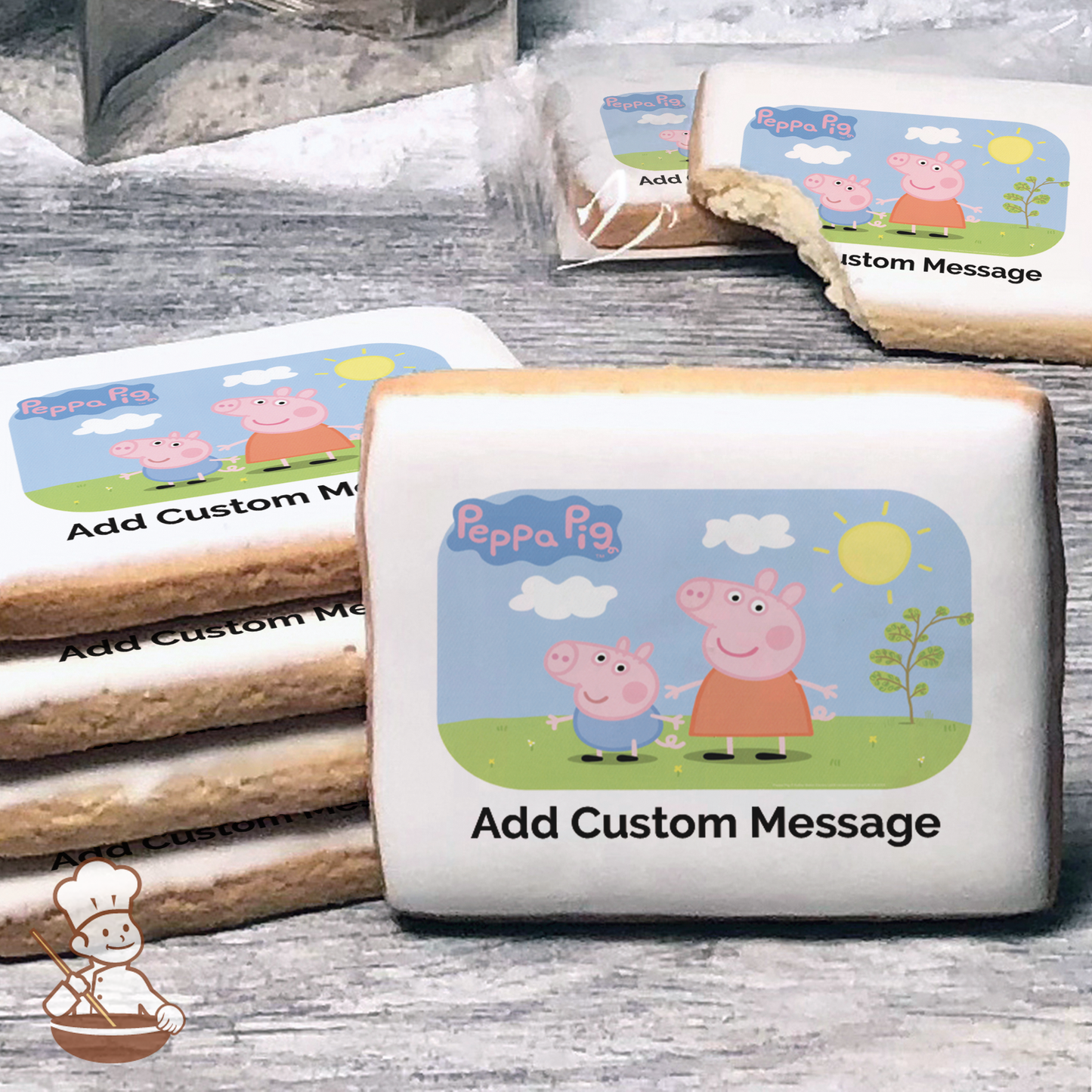 Peppa Pig Custom Message Cookies (Rectangle)