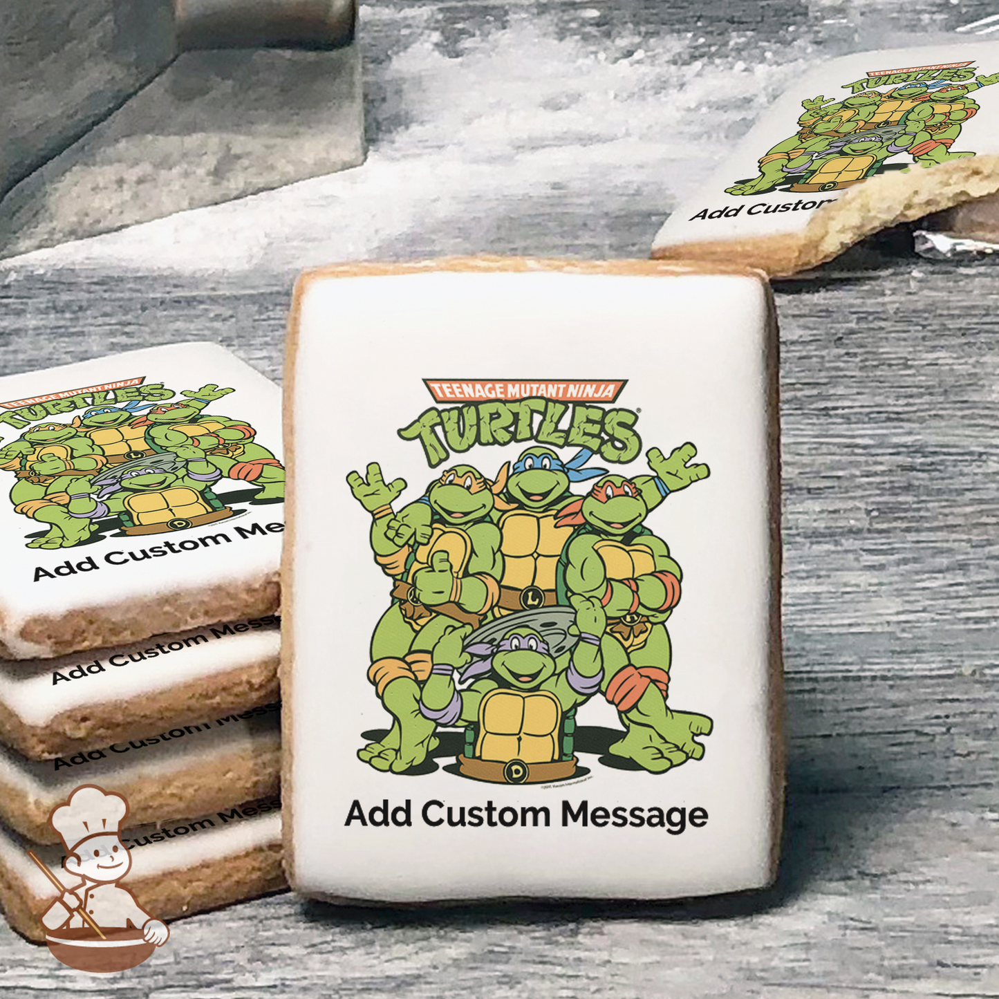 Ninja Turtles Out of the Sewer Custom Message Cookies (Rectangle)