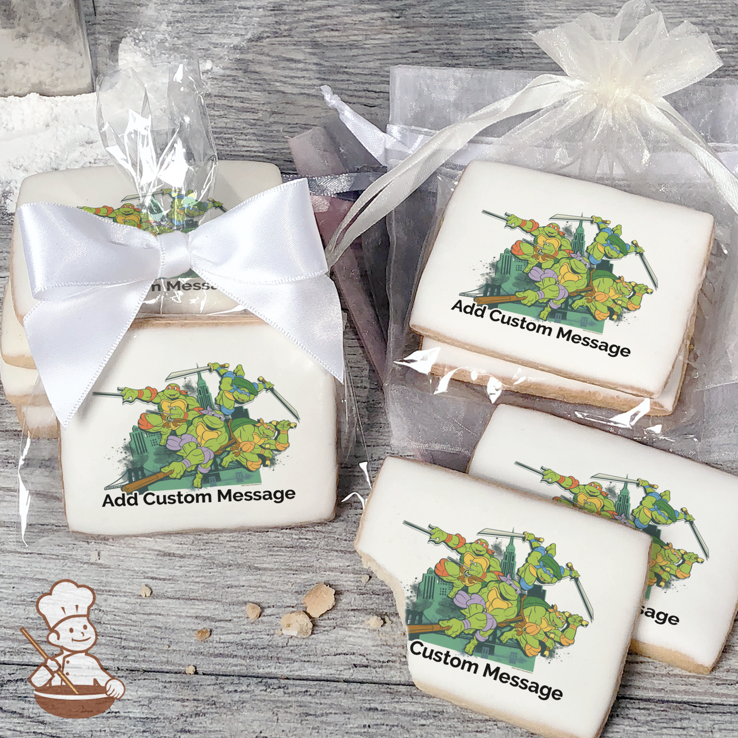 Ninja Turtles Cowabunga Custom Message Cookies (Rectangle)