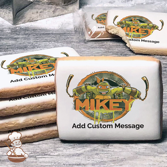 Ninja Turtles Michelangelo Custom Message Cookies (Rectangle)