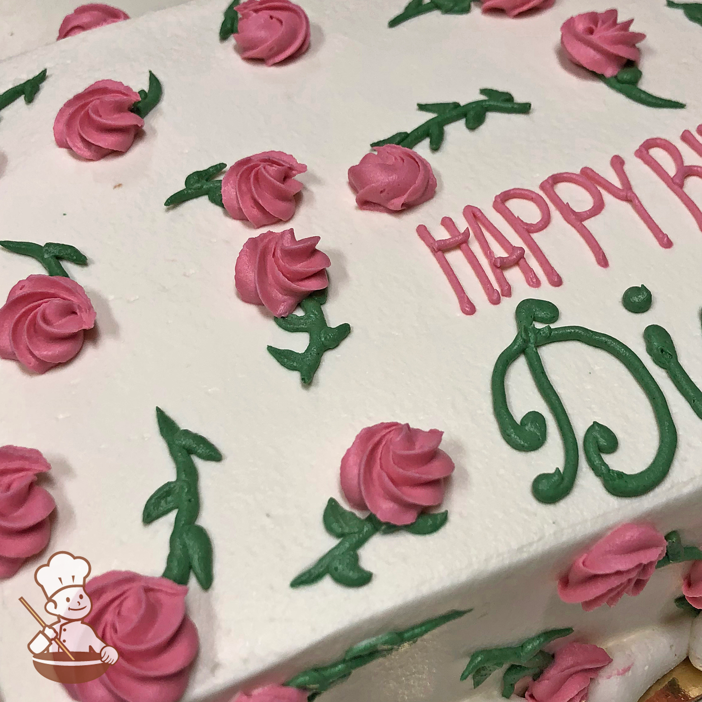 Birthday sheet cake with buttercream sunflowers and gold sprinkles.